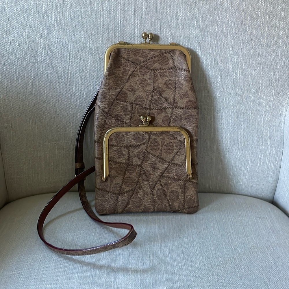 Coach Double Frame Crossbody With Signature Patchwork